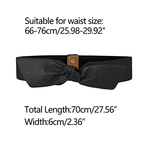 Allegra K Women Wide Elastic Waist Belts Bow Knot Belts Snap Button3