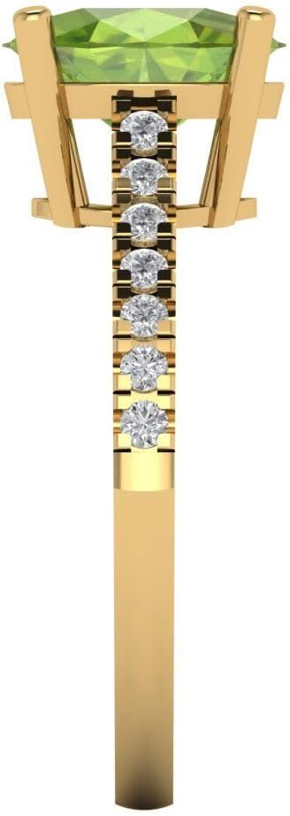 Clara Pucci 2.21 cttw Peridot 14K Yellow Gold Solitaire with Accents Ring for Women - Cocktail Statement Fashion Jewelry Gift (9X7mm, Oval Cut) - Image 3