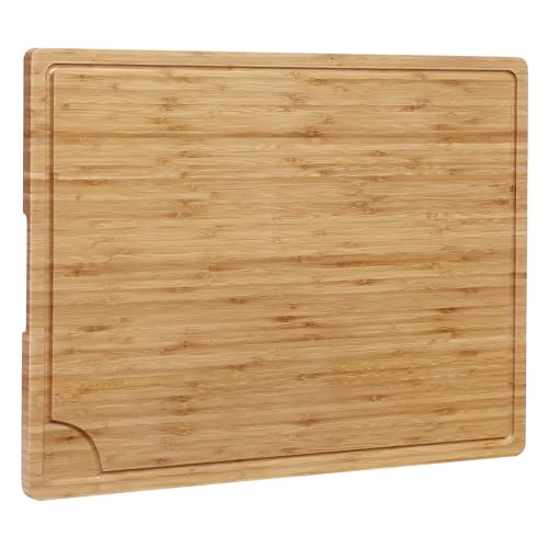 GarveeHome 24 in Extra Large Bamboo Cutting Board for Kitchen, Heavy Duty Wood Kitchen Stovetop Cover Chopping Board with Side Handles and Juice Groov