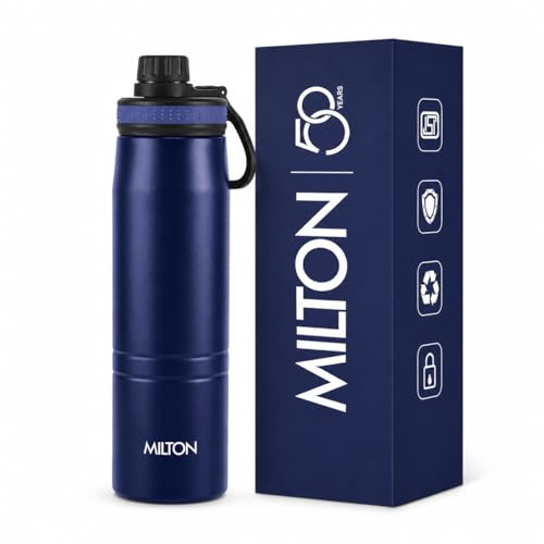 Image of Milton Sparkle 600 Thermosteel Water Bottle with Easy Sip Cap and Handle, 620 ml, Vacuum Insulated Stainless Steel, Hot and Cold, On The Go Bottle for Office College, Blue
