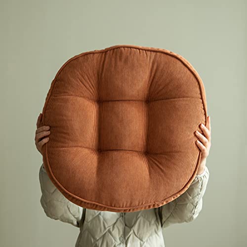 Vctops Corduroy Round Chair Pad Large Solid Pouf Tufted Thicken Meditation Pillow Tatami Floor Chair Cushion For Yoga Living Room Balcony Office, Orange, 22X22 Inch #TOP1