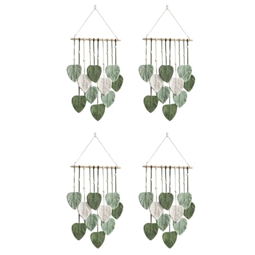 Tenture murale macramé feuille vert pour décoration boho chambre - 2