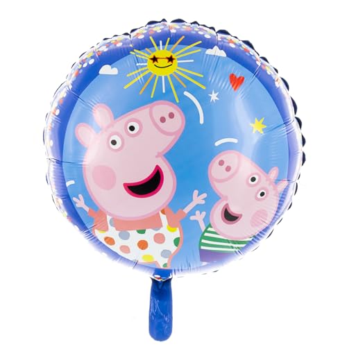 Party Factory `Peppa Wutz´ Folienballon, Ø45cm, bunt, Peppa Pig und George, Schweinchen, Heliumballon zum Kindergeburtstag