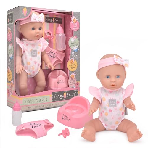 John Adams | Tiny Tears - Baby Classic - 38cm crying and wetting doll: One of the UKs best loved doll brands! | Nurturing Dolls | Ages 18m+