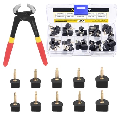 Image of 30 Pairs 5 Sizes High Heel Replacement Tips Pin Kit with 6 inch Heel Caps Remove Pliers, 8 /9 /10 /11 /12mm 2 Pins Diameter U Shape Dowels Heel Tips Shoes Heel Repair for Women