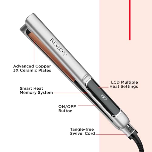 Revlon Fer plat en cuivre lisse | Contrôle des frisottis pour des styles rapides et brillants (XL 2,5 cm)