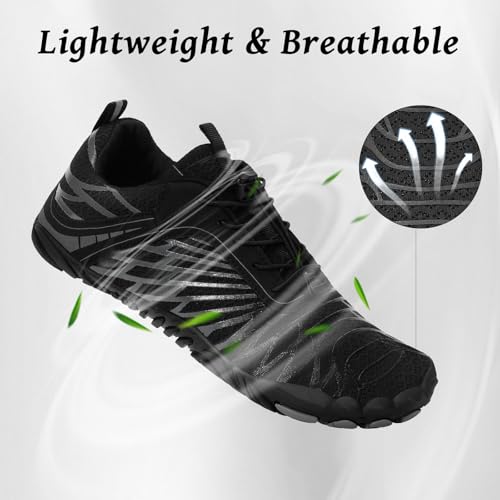 Image of Hike Barefoot Shoes Footwear, Pro Barefoot Shoes Women Men, Athletic Hiking Minimalist Water Shoe Breathable Quick Dry Zero Drop Trail Running Shoe with Non-Slip Sole & Wide Toe Box Black-a