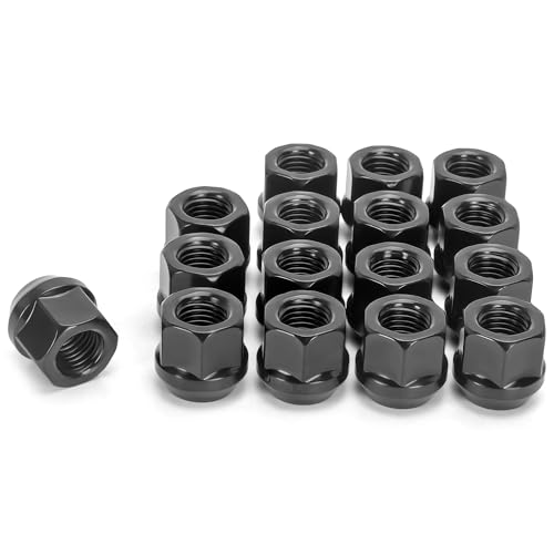 Image of KSP M12x1.5 Open End Wheel Lug Nuts, 16PCS ATV Lug Nut 19mm 3 /4 inch Hex 21mm 0.83 inch Height for Polaris Ranger 1000 XP RZR, Black Open Ended Cone Conical Taper Acorn Bulge Seat Wheel Nut for ATV Vehicles