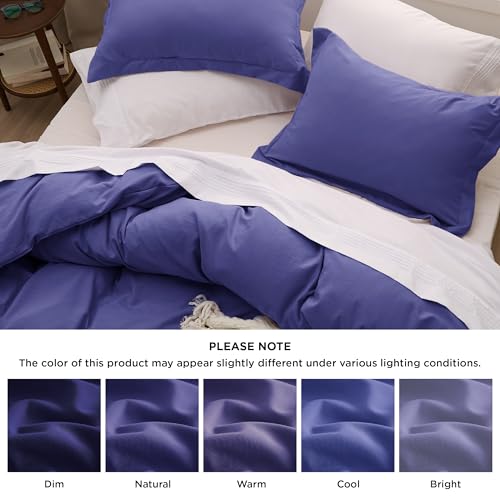 Image of Bedsure Skipper Blue Duvet Cover Full Size - 3 Pieces Prewashed Extra Soft Cotton-Like Polyester Bedding Set, Includes 1 Duvet Cover 80x90 Inches with Zipper Closure & 2 Pillow Shams, No Comforter