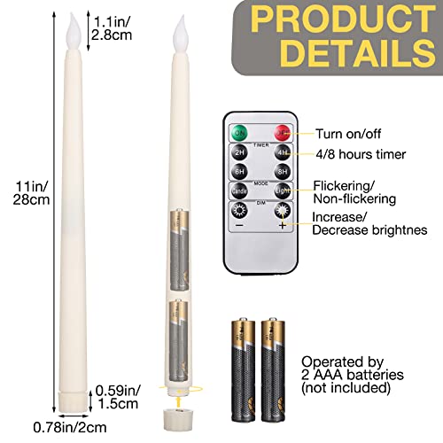 24 Pack Valentines Flameless Flicker Taper Candles With Remote And Timer, Ivory Led Taper Candles Bulk, Battery Operated Window Candles Light For Home Wedding Decoration Gifts, 11 Inch (Warm White) #TOP1
