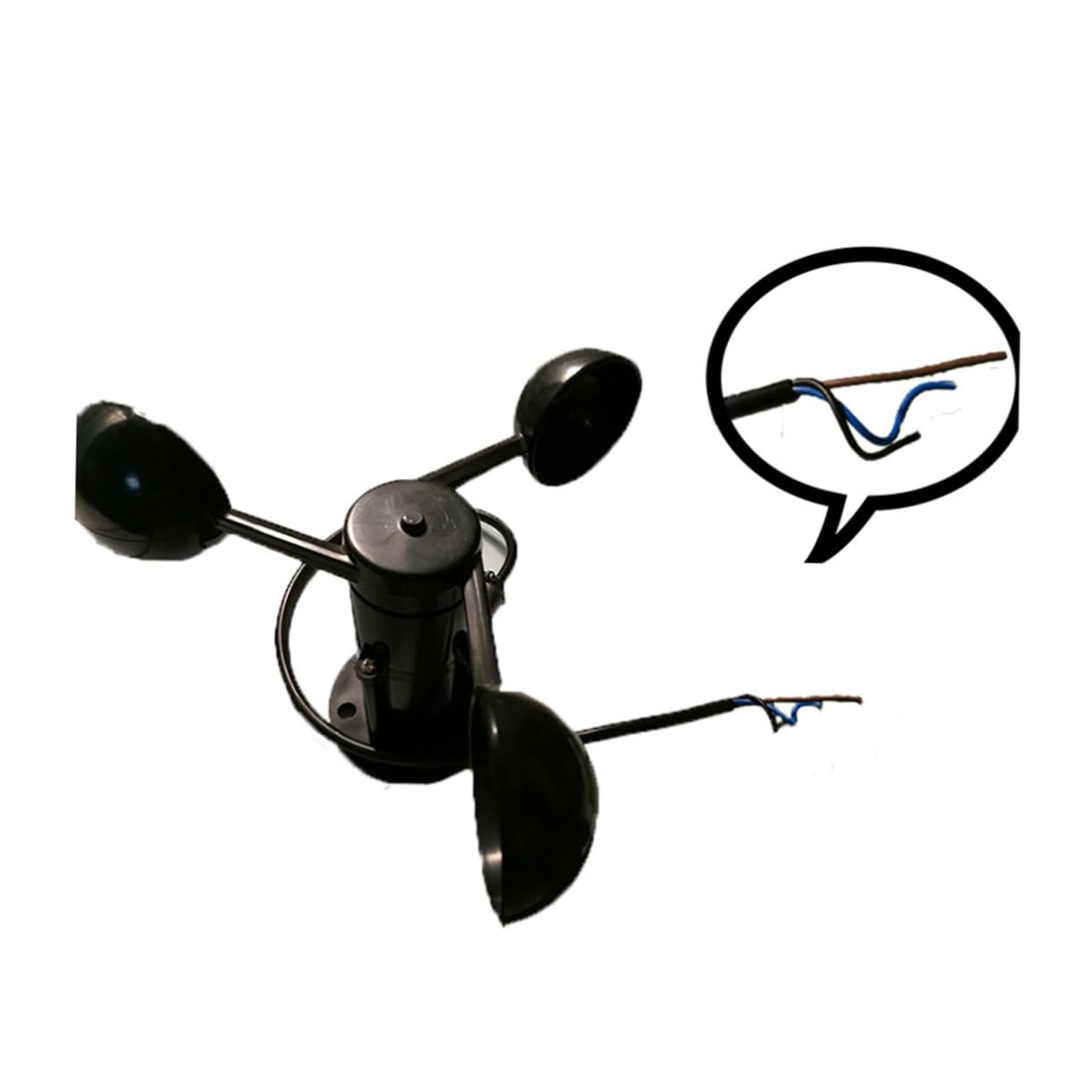 Anemómetro Sensor de Viento Rs485 de 3 Copas Abs Negro | Salida Modbus 485, Rango 0 32.4 S y Relación 0.2 S, Capacidad ≤200ω y Peso ±1 S