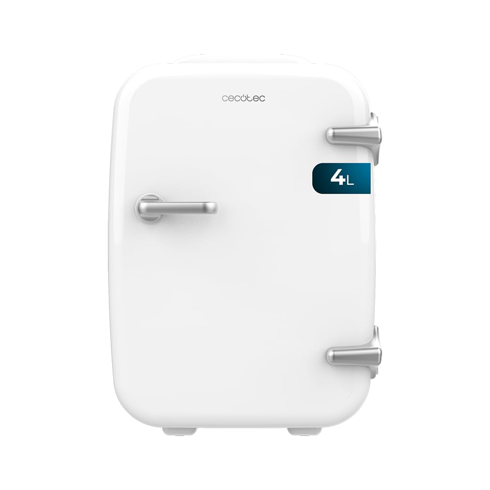 Cecotec Mini-Kühlschrank Bolero MiniCooling 4L Havanna White, Betrieb mit 12V-220V, Kompatibel mit Auto und Wohnwagen, Kühl- und Heizfunktion, Temperaturbereich 5-65º, Einfacher Transport.