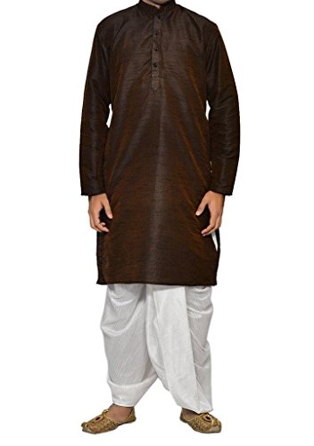 Dhoti Kurta hombre ropa tradicional de seda conjunto marrón talla 42
