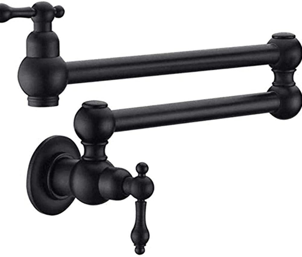 Brass Double Handle Kitchen Faucet 360° Rotating Tap WallMounted Cold Water Mixer Brown Patina Finish Perfect for Sink