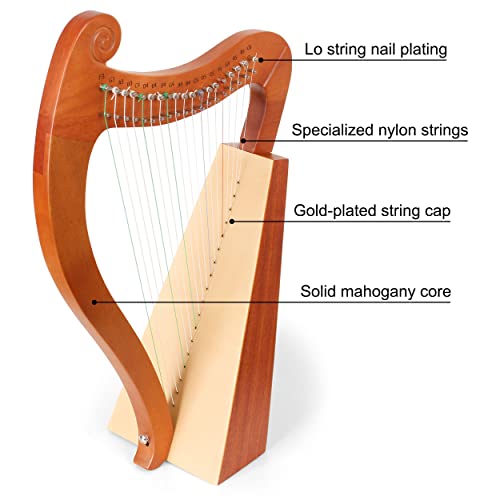 Lomuty 19-String Lyre Harp With Tuning Wrench Harp Instruments thumb #3