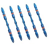 ビットセット 5本組 強力磁石付き 高耐久合金製 K5 両頭ドリルビットセット インパクトドライバー対応 六角軸 6.35mm 高硬度 滑り止め 耐衝撃仕様 (100mm-デザイン2)