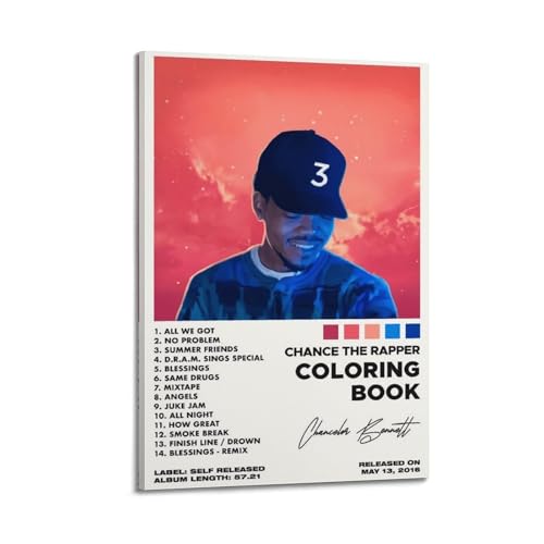 Chance The RAPPER - Libro para colorear con música de rapero firmado limitado para portada de álbum, pósteres, lienzo, arte de pared, habitación, pósteres estéticos, música, aula, dormitorio