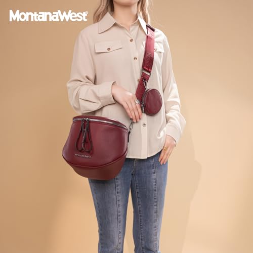 Image of Montana West Crossbody Bag for Women, Large Bum Bag Purse Soft Vegan Leather Travel Fanny Pack with Coin Purse