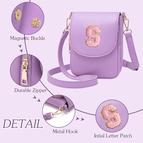 Image of Viverte Crossbody Purse for Teen Girls Small Initial Cell Phone Toddler Purse Leather Triple Compartment Crossbody Bags
