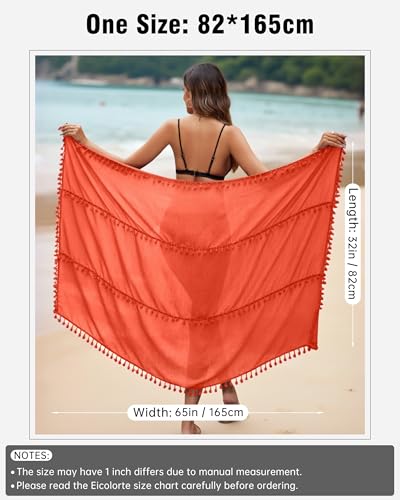 Image of Eicolorte Sarong Cover Up Womens Beach Cover Up Bikini Bathing Suit Swimsuit Swimwear Coverup Sarong Pareo Wraps for Women