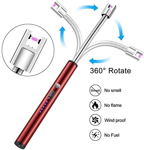 MOSUO Candle Lighter, Electric Arc Lighter USB Rechargeable Windproof Flameless Lighter, Electronic Lighter Long Lighter for Candles, Kitchen, Barbecue, Fireworks