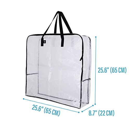 Veno 4 Pack Over-Sized Clear Organizer Storage Bag W/ Strong Handles And Zippers For College, Moving Supplies, Christmas Decorations, Wreath Storage Tote, Under The Bed Storage, Garage Storage (Set Of 4) #TOP5