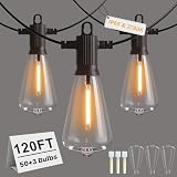 ZOTOYI Catena Luminosa LED per Esterno ST38, 36m 50+3 Luci, Bianco Caldo 2700K, IP65 Impermeabile, 4 Modalità Dimmerabili e Collegabili, per Giardino, Terrazza, Matrimonio, Festa e Natale