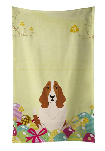 Caroline's Treasures BB6021KTWL Easter Eggs Basset Hound Kitchen Towel Dish Cloths Guest Hand Towel Decorative Bathroom Towel for Face,Tea, Dishcloth, Kitchen and Bath