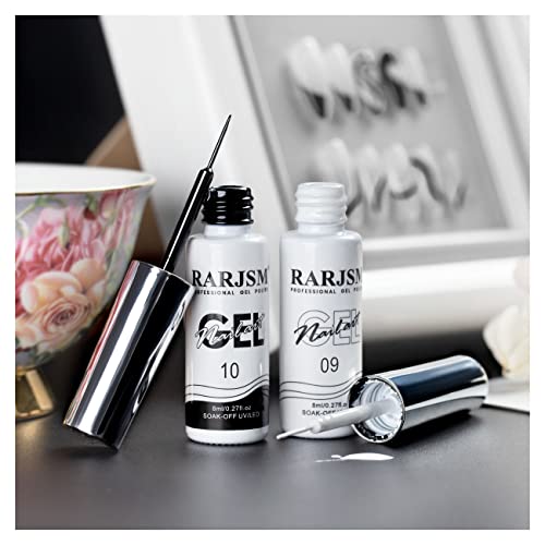 RARJSM Black and White Nail Art Liner Gel Set #TOP19
