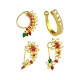 VAMA Maharashtrian Marathi Nath Without Piercing Mukuthi Nathiya Nose Pin Ring For Women.