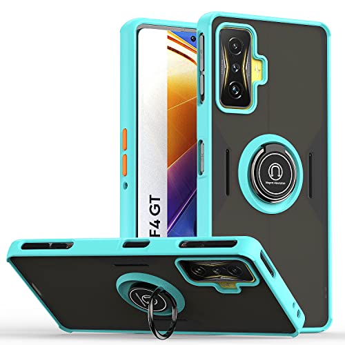 Cover per Xiaomi Poco F4 GT Custodia per Telefono Antiurto con Anello di Supporto Hard PC e Bumper Opaco Traslucido Case - Cielo tpu blu