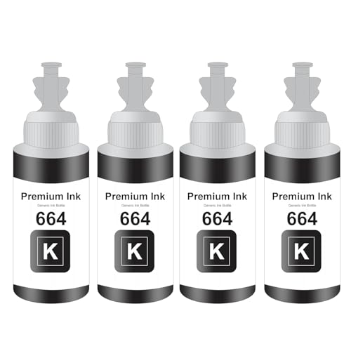 Image of T664 Compatible Ink for Epson L130, L360, L380, L361, L565, L210, L220, L310, L350, L355, L365, L385, L405, L455, L485 Printers (T664 Black Ink 4 Pcs)