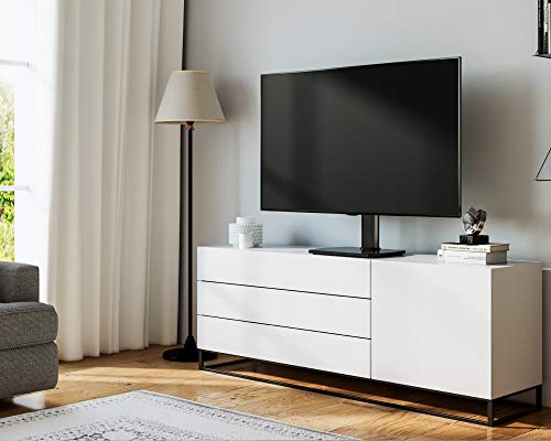 Fitueyes Universal Tv Stand /Base Swivel Tabletop Tv Stand With Mount For 32 To 65 Inch Flat Screen Tv 80 Degree Swivel, 3 Level Height Adjustable,Tempered Glass Base Holds Up To 88Lbs Screenss #TOP1