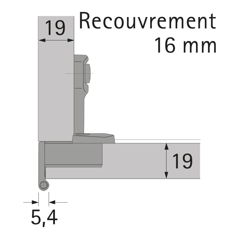 Hettich - Charnieres & Compas - Selekta Pro 2000, 16Mm