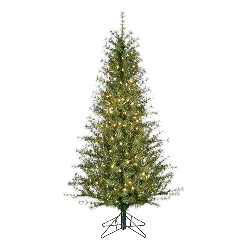 Fraser Hill Farm 5-Ft. Farmhouse Fir Artificial Christmas Tree with Metal Base, Rustic Fake Christmas Tree with Warm White LED Lights, Perfect Indoor or Outdoor Holiday Decoration