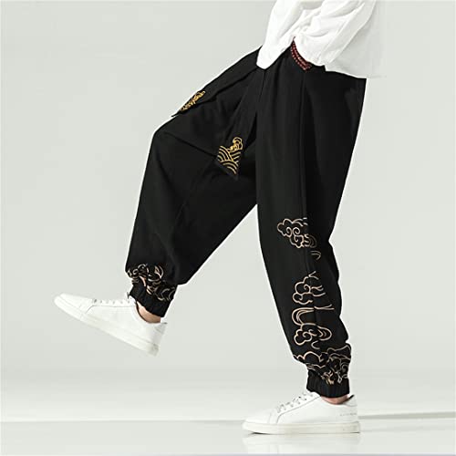 Men Cotton Linen Cross-Pants Mens Baggy Print Harem Pants Trousers Streetwear Wide Legs Pants2