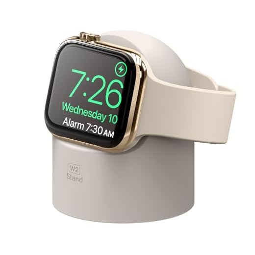 elago W2 stativ designat för Apple Watch Stand All Series 44 mm/42 mm/40 mm/38 mm [Nattstativ Mode kompatibel], STEN
