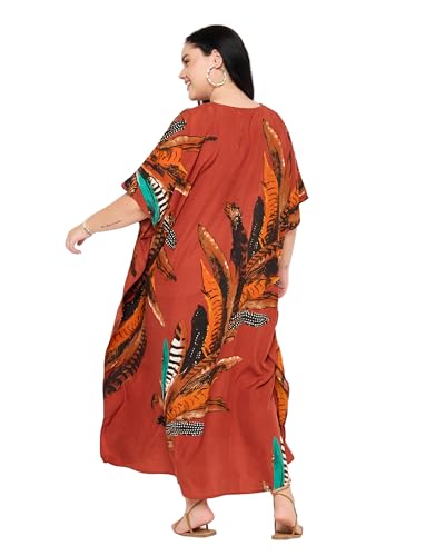 Image of Gypsie Blu Women Plus Size Kaftan Dress Beach Cover Up Maxi Dresses for Women, V-Neck Kimono Sleeve 1X-3X