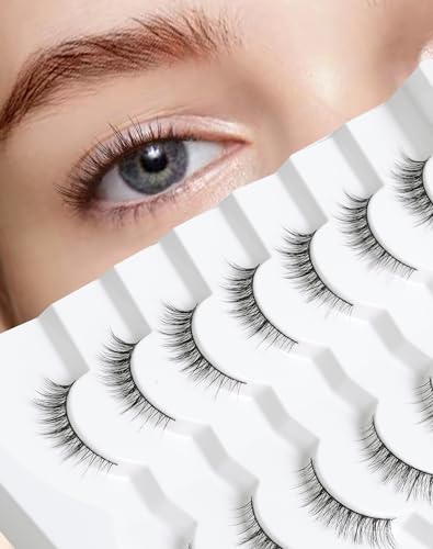 Onlyall Natural Lashes Wispy Lashes Natural Look False Eyelashes Soft Fluffy Fake Eyelashes 7 Pairs D1 Natural (6-13MM)