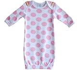 Cotton Baby White Pink Dot Newborn Layette Gown