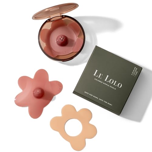 Image of Le Lolo Colored Nipple Shield and Nipple Shield Sticker for Breastfeeding (Mauve, 20mm)