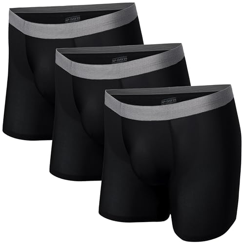 Mr. Davis Men's Lightweight AirMotion Standard Cut Boxer Brief Underwear, Large, Black 3 Pack - Main Image
