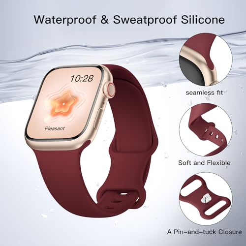 Image of Sport Silicone Band Compatible with Apple Watch Bands 40mm 38mm 41mm 44mm 45mm 42mm 49mm Women Men,Soft Wristband Waterproof Replacement Sport Strap for iWatch Bands Series 9 8 7 6 5 4 3 2 1 SE Ultra