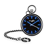 ZEITLOSES DESIGN - Egal zu welchem Anlass - die Taschen Uhr mit sehr gut lesbarem schwarzen Zifferblatt, farbigen Indexen und Zeigern ist immer ein topmodischer Blickfang