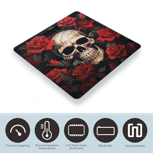 Báscula digital corporal roja Skull Rose de alta precisión miniatura 3