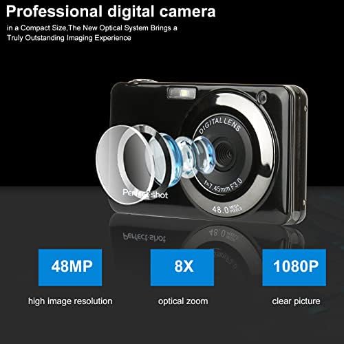 Digital Camera, Vlogging Camera Compact Camera HD 2.7K 48MP with 32G SD Card 16X Digital Zoom, Portable Mini Camera for Photography Beginners, Kids,Students