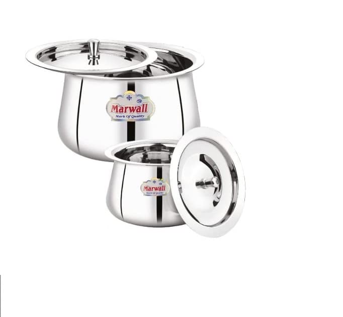 Image of Stainless Steel Handi with Lid for Serving and Storage of Ghee /Dhai /Milk etc. (600ml)