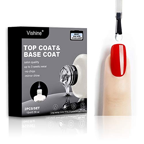 Vishine Long Lasting Soak Off Nail Polish Base + Top Coat Set Gel 15Ml #TOP2