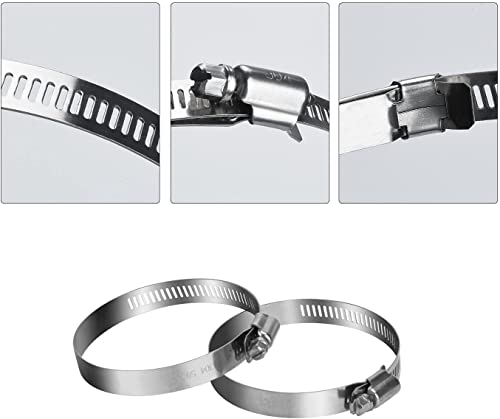 drado Jubilee Hose Clips 59-82mm Stainless Steel Pipe Clamps, 8 Pack Worm Drive Hose Clips, Silver - Image 4
