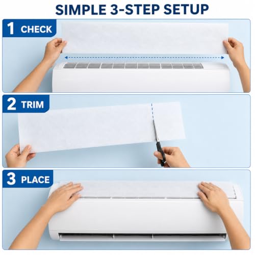 Image of AC Filter for Split AC, 20 x 80 cm Non-Woven Sheets, 10 Pack | Cut-to-Fit White Inlet Filter Covers Help Trap Dust and Debris for Split Air Conditioner Indoor Units